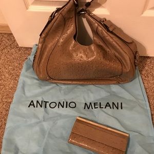 Antonio Melani Ostrich Handbag and Wallet